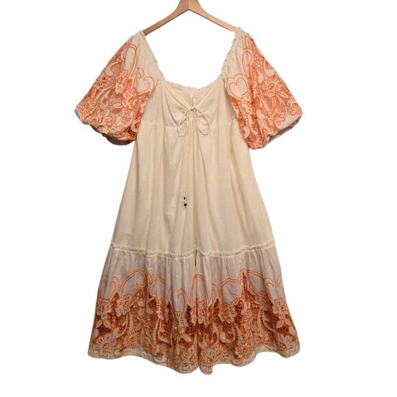 Anthropologie Tina Puff Sleeved Embroidered Maxi Dress Womens Large Romantic - Picture 2 of 9